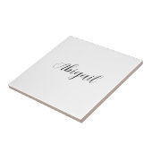 Calligrafie Elegant Black White Plain Simple Name Tegeltje (Zijkant)
