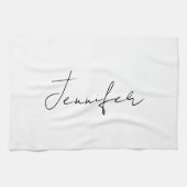 Calligrafie Elegant Black White Plain Simple Name Theedoek (Horizontaal)
