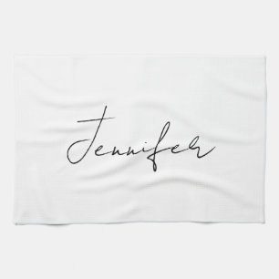 Calligrafie Elegant Black White Plain Simple Name Theedoek