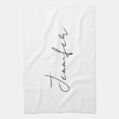Calligrafie Elegant Black White Plain Simple Name Theedoek (Verticaal)