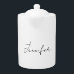 Calligrafie Elegant Black White Plain Simple Name Theepot<br><div class="desc">Op zoek naar een mooie kalligrafie met een esthetische handschrift? Dit eenvoudige,  opvallende design is voor u. Dit product druist onmiddellijk in tegen degenen die het zien. Het mooie en smaakzame ontwerp zal direct de kwaliteit van uw relatie en familie weerspiegelen.</div>