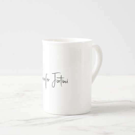 Calligrafie Elegant Black & White Plain Simple Porselein Kop (Voorkant rechts)