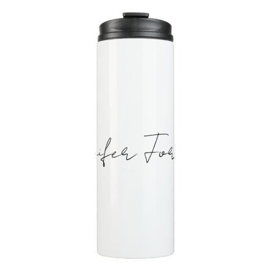 Calligrafie Elegant Black & White Plain Simple Thermosbeker (Voorkant)