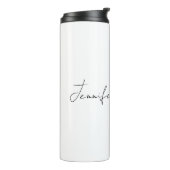 Calligrafie Elegant Black & White Plain Simple Thermosbeker (Gedraaid links)