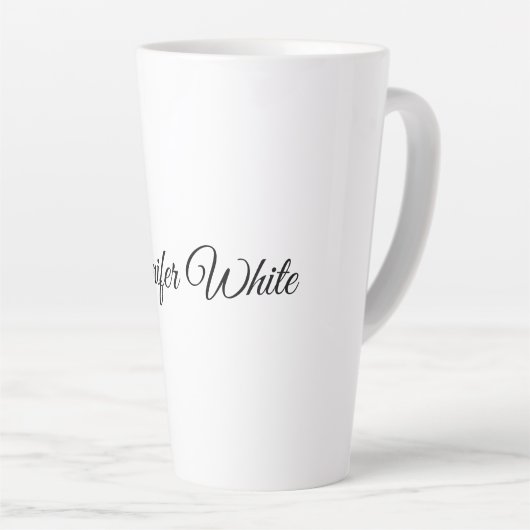 Calligrafie Elegant Black & White Retro Latte Mok (Rechterhoek)