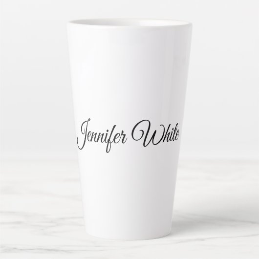 Calligrafie Elegant Black & White Retro Latte Mok (Voorkant)