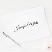 Calligrafie Elegant Black & White Retro Ovale Sticker (Envelop)