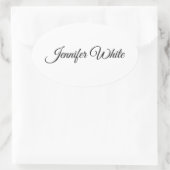 Calligrafie Elegant Black & White Retro Ovale Sticker (Tas)