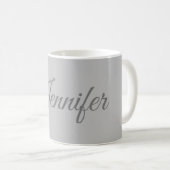Calligrafie Elegant Bold Retro Gray Jouw naam Koffiemok (Voorkant rechts)