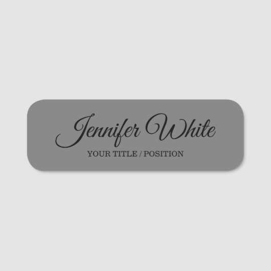 Calligrafie Elegant Bold Retro Gray Naamplaatje (Voorkant)