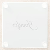 Calligrafie Elegant Bold Retro Grijs Glazen Onderzetter (Achterkant)