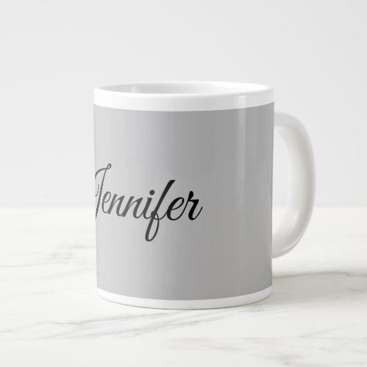 Calligrafie Elegant Bold Retro Grijs Grote Koffiekop (Voorkant rechts)