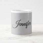 Calligrafie Elegant Bold Retro Grijs Grote Koffiekop (Voorkant)