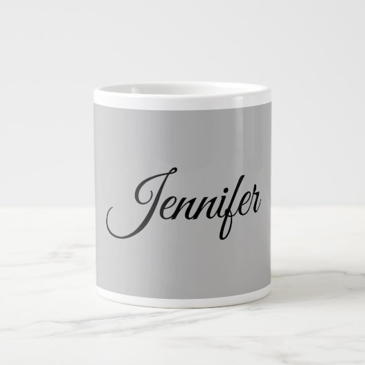 Calligrafie Elegant Bold Retro Grijs Grote Koffiekop (Voorkant)