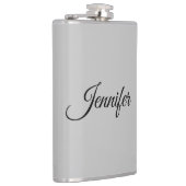 Calligrafie Elegant Bold Retro Grijs Heupfles (Rechts)