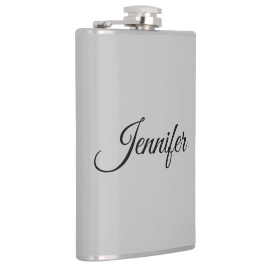 Calligrafie Elegant Bold Retro Grijs Heupfles (Rechts)