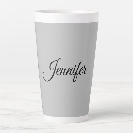 Calligrafie Elegant Bold Retro Grijs Latte Mok (Voorkant)