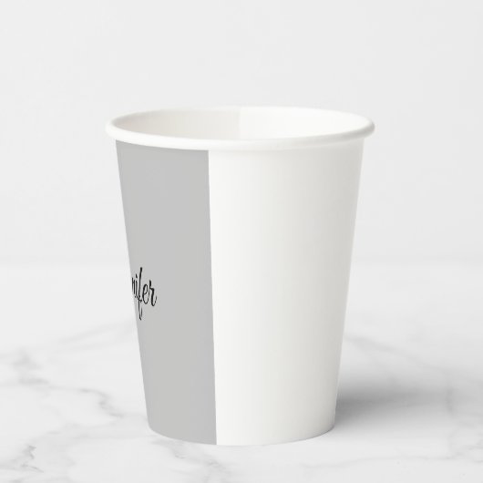 Calligrafie Elegant Bold Retro Grijs Papieren Bekers (Links)