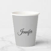 Calligrafie Elegant Bold Retro Grijs Papieren Bekers (Voorkant)