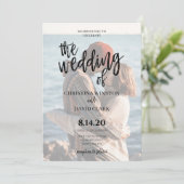 Calligrafie Elegant foto van de bruiloft van Kaart (Staand voorkant)