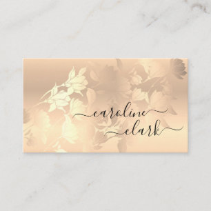 Calligrafie Elegant Moderne Roos Gold Black Flower Visitekaartje