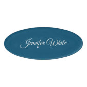 Calligrafie Elegant Ocean Blue Naambadge (Voorkant)