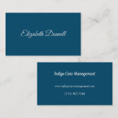 Calligrafie Elegant Ocean Blue Visitekaartje (Voorkant / Achterkant)