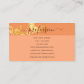Calligrafie Elegant Peach Coral Floral Golden Gold Visitekaartje (Achterkant)