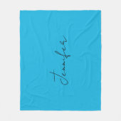 Calligrafie Elegant Plain Simple Name Blue Fleece Deken (Voorkant)