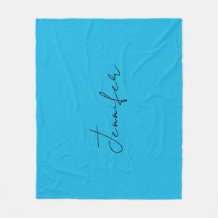 Calligrafie Elegant Plain Simple Name Blue Fleece Deken