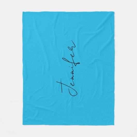 Calligrafie Elegant Plain Simple Name Blue Fleece Deken (Voorkant)