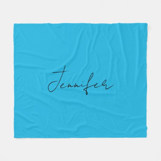 Calligrafie Elegant Plain Simple Name Blue Fleece Deken (Voorkant (Horizontaal))