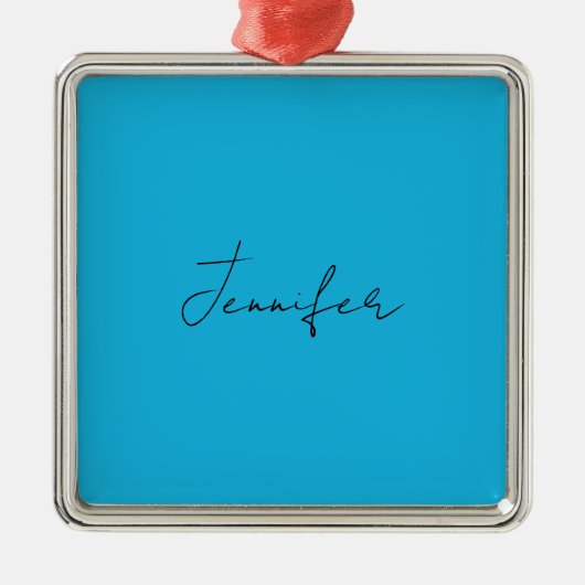 Calligrafie Elegant Plain Simple Name Blue Metalen Ornament (Voorkant)