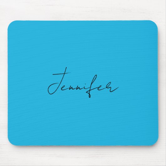 Calligrafie Elegant Plain Simple Name Blue Muismat (Voorkant)