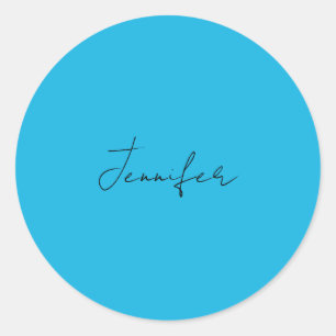 Calligrafie Elegant Plain Simple Name Blue Ronde Sticker