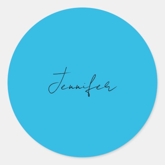 Calligrafie Elegant Plain Simple Name Blue Ronde Sticker (Voorkant)