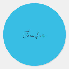 Calligrafie Elegant Plain Simple Name Blue Ronde Sticker