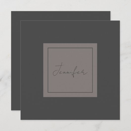 Calligrafie Elegant Plain Simple Name Gray (Voorkant / Achterkant)