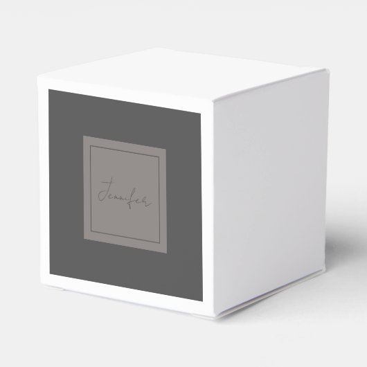 Calligrafie Elegant Plain Simple Name Gray Bedankdoosjes (Achterkant)