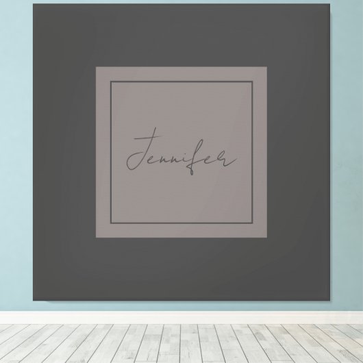 Calligrafie Elegant Plain Simple Name Gray Canvas Afdruk (Insitu (Houten vloer))