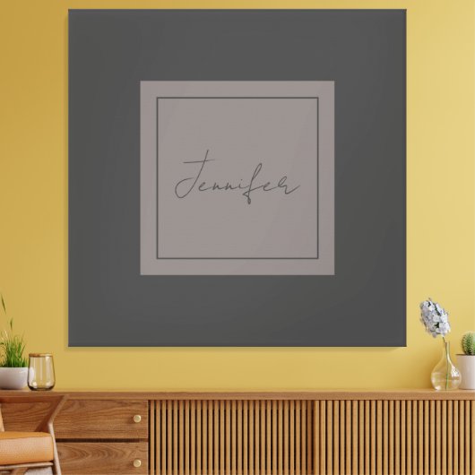 Calligrafie Elegant Plain Simple Name Gray Canvas Afdruk (Insitu (Woonkamer))