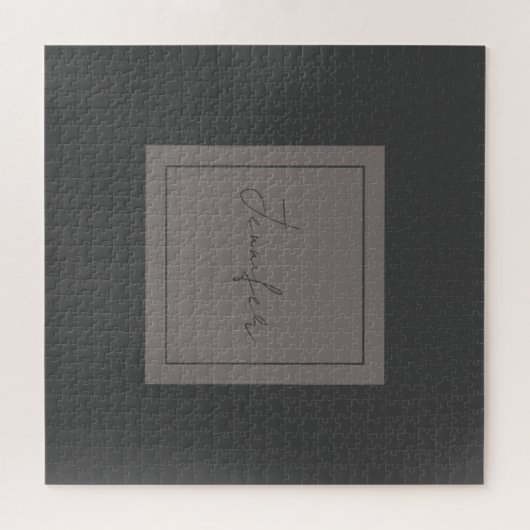 Calligrafie Elegant Plain Simple Name Gray Legpuzzel (Horizontaal)