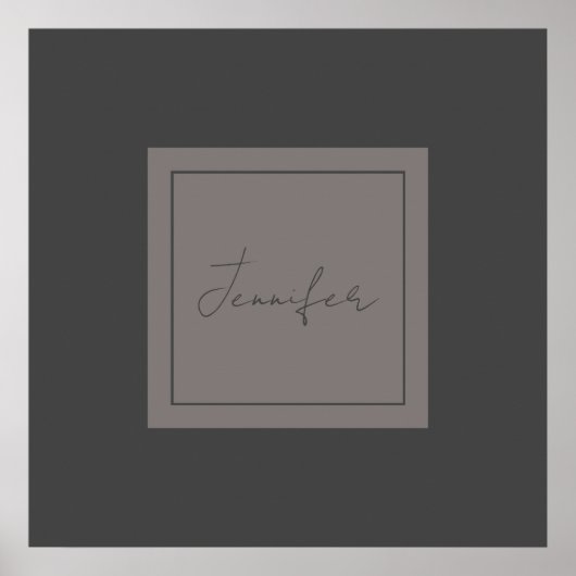 Calligrafie Elegant Plain Simple Name Gray Poster (Voorkant)