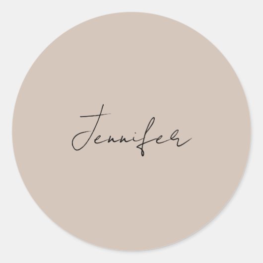 Calligrafie Elegant Plain Simple Name Ronde Sticker (Voorkant)