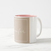 Calligrafie Elegant Plain Simple Name Tweekleurige Koffiemok (Voorkant rechts)