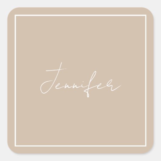 Calligrafie Elegant Plain Simple Name Vierkante Sticker (Voorkant)