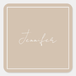 Calligrafie Elegant Plain Simple Name Vierkante Sticker