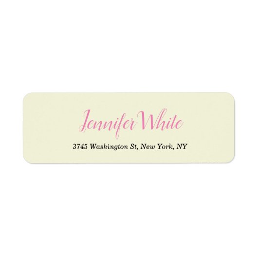 Calligrafie Elegant Retro beige roze Etiket (Voorkant)