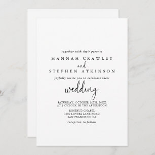 Calligrafie Elegant Script Front & Back Wedding Kaart