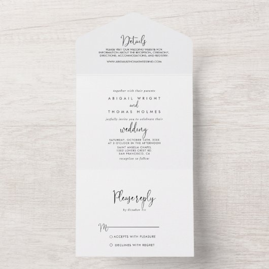 Calligrafie Elegant Script Wedding All In One Uitnodiging (Binnen)